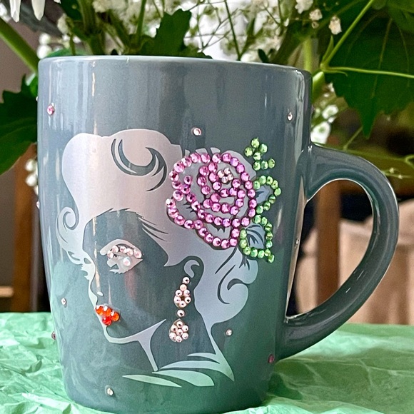 Gray coffee tea bling mug Handcrafted New - Picture 7 of 7